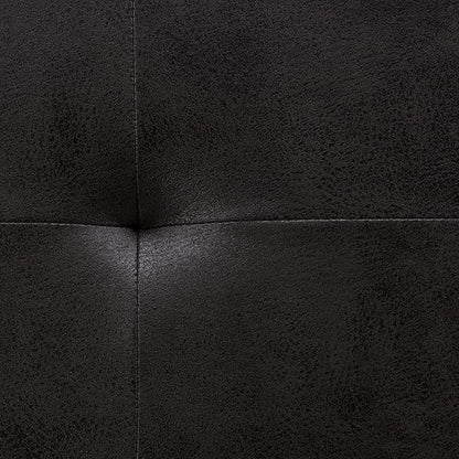 SIMPLIHOME Lacey 41 inch Wide Contemporary Rectangle Tufted Ottoman Bench in Distressed Black Vegan Faux Leather, Assembled, For the Living Room and Bedroom