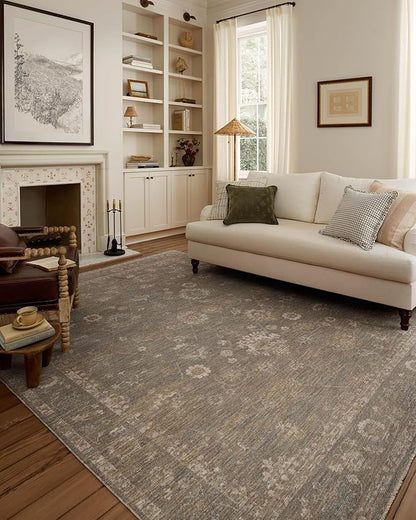 Loloi Chris Loves Julia Louisa Collection LOI-04 Lagoon/Ivory 9'-6" x 9'-6", .38" Pile Height, Round Area Rug