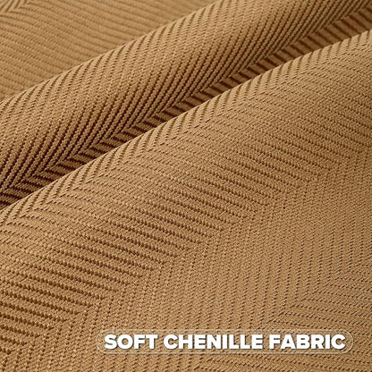 FUTEI Camel Chenille Throw Pillow Covers 26x26 Inch Set of 2,Soft Wide Chevron Textured Euro Pillow Shams,Farmhouse Home Decor for Couch Bed Living Room