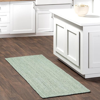 nuLOOM 2' 6" x 6' Rigo Jute Hand Woven Area Rug, Green, Solid Farmhouse Design, Natural Fiber, for Bedroom, Living Room, Dining Room, Hallway, Office, Kitchen, Entryway
