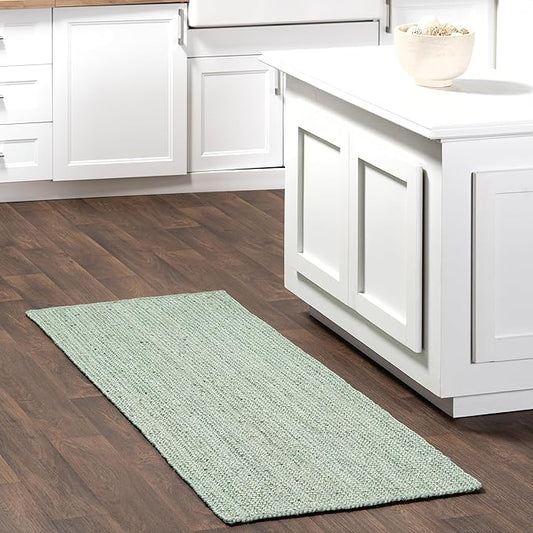 nuLOOM 2' 6" x 6' Rigo Jute Hand Woven Area Rug, Green, Solid Farmhouse Design, Natural Fiber, for Bedroom, Living Room, Dining Room, Hallway, Office, Kitchen, Entryway