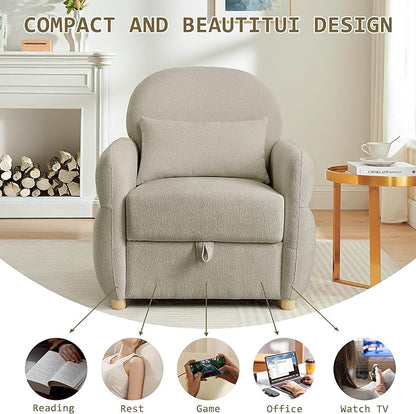 33.5" Accent Chair with Seat Storage Modern Reading Chair Accent Chairs for Living Room Armchair Bedroom,Apartment (Gray, 33.5")