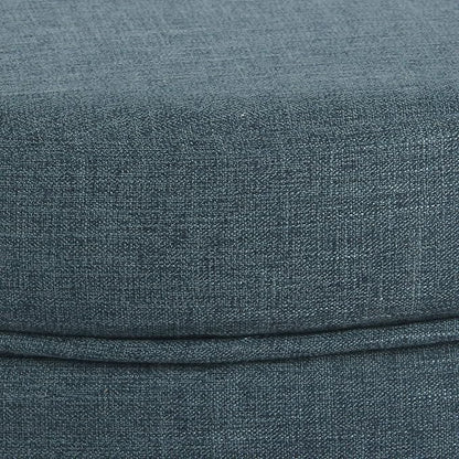 Homepop Home Decor | Upholstered Round Storage Ottoman | Ottoman with Storage for Living Room & Bedroom (Light Teal Linen)