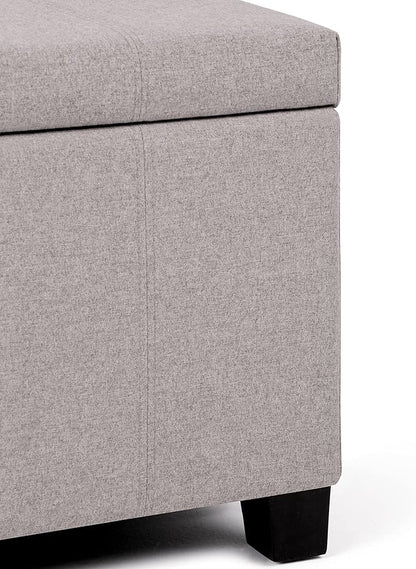 SIMPLIHOME Dover Storage Ottoman Bench - 36 inch Wide Upholstered Linen Look Fabric Rectangular Lift-Top Ottoman in Cloud Grey, Contemporary Bench for Living Room with Safety Hinges