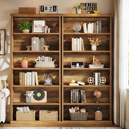 Tribesigns 6-Tier Bookshelf, 71 Inches Tall Freestanding Bookcase, Large Industrial Bookshelves Display Shelves, Wooden Book Shelf for Home Office, Living Room, Bed Room, Rustic Brown