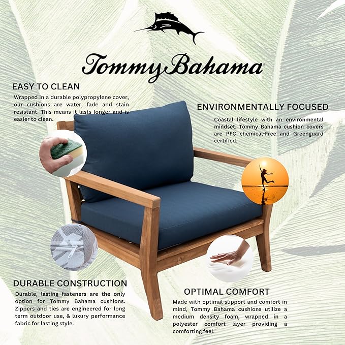 Tommy Bahama Deep Seating Lounge Cushion, 23" X 24" X 4", Bamboo Bay Cobalt