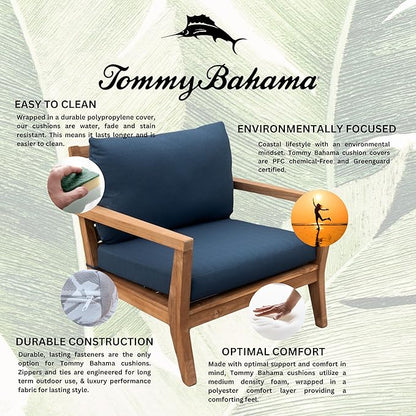 Tommy Bahama Deep Seating Lounge Cushion, 26" X 26" X 4", Bamboo Bay Cobalt