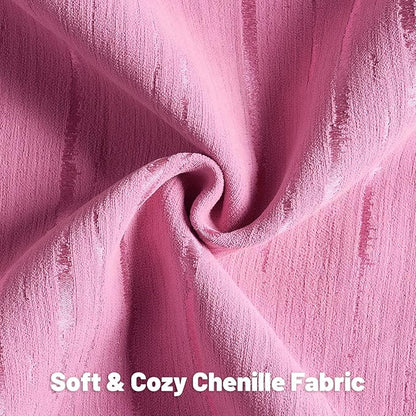 FUTEI Hot Pink Chenille Decorative Throw Pillow Covers 20x20 Inch Set of 2,Soft Embossed Striped Textured Cushion Case,Modern Home Decor for Couch Bed Living Room