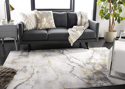 SAFAVIEH Craft Collection Runner Rug - 2'3" x 6', Grey & Gold, Modern Abstract Design, Non-Shedding & Easy Care, Ideal for High Traffic Areas in Living Room, Bedroom (CFT877F)