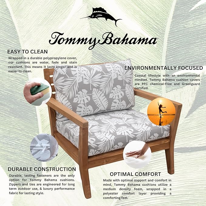 Tommy Bahama Deep Seating Lounge Cushion, 24" X 26" X 4", Tropical Chrome