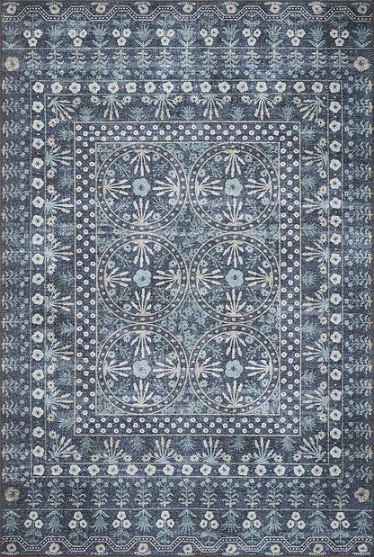 Loloi Rifle Paper Co. Maison Collection MAO-03 Rosette Blue 2'-3" x 3'-9", .19" Pile Height, Accent Rug