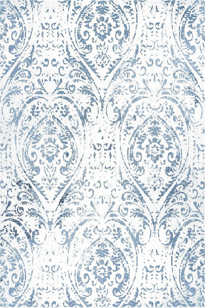Home Dynamix Nicole Miller Patio Sofia Juniper Indoor/Outdoor Area Rug 5'2"x7'2", Distressed Damask Ivory/Blue