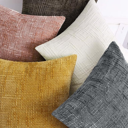 decorUhome Pink Chenille Throw Pillow Covers 16x16 Set of 2 Thick Textured Slubby Couch Pillow Covers Farmhouse Accent Modern Neutral Decorative Pillow Cases for Bed Sofa Living Room