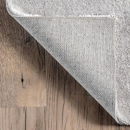 nuLOOM 6' Square Cozy Plush Area Rug, Machine Washable, Non-Slip, Soft Fluffy Shag Carpet for Living Room Bedroom Kids Room Nursery Home Decor, Loni Light Grey