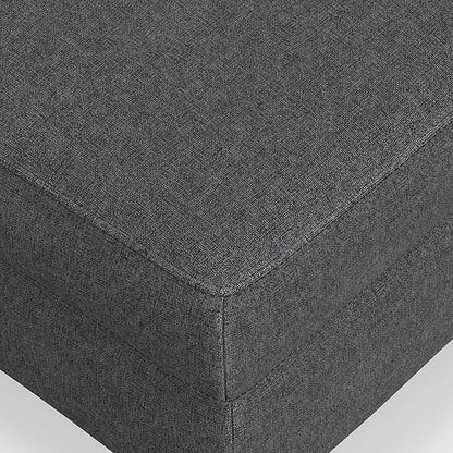 SIMPLIHOME Ava Ottoman in 100% Recycled Polyester Tightly Woven Performance Fabric, Pebble Grey, 36-inches Wide, Mid-Century Modern Multipurpose Table Ottoman or Footrest, Assembled, for Living Room