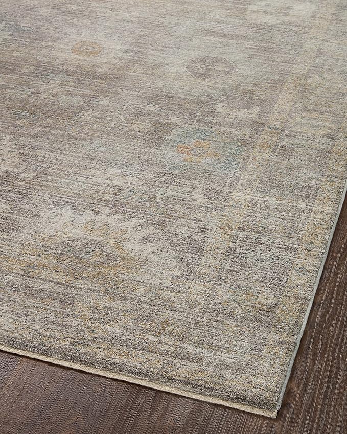 Loloi Magnolia Home by Joanna Gaines Millie Collection MIE-05 Stone/Natural 9'-6" x 9'-6", .25" Pile Height, Round Area Rug