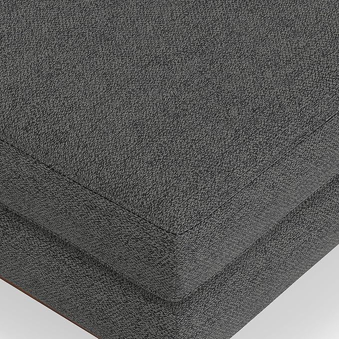 SIMPLIHOME Morrison Mid-Century Modern 72 inch Wide Sofa with Ottoman Set in Charcoal Grey Tightly Woven Performance Fabric for the Living Room and Family Room