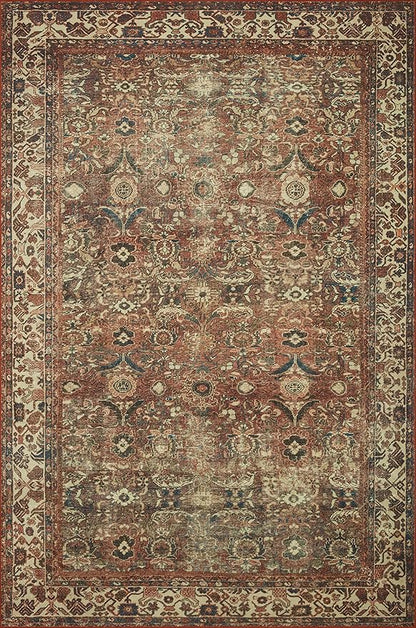 Loloi Magnolia Home by Joanna Gaines Banks Collection BAN-04 Brick/Ivory 2'-6" x 9'-6", .13" Pile Height, Machine Washable, Runner Rug