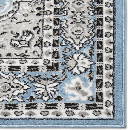 Home Dynamix Premium Sakarya Traditional Medallion Border Area Rug, Blue, 9'2"x12'5" Rectangle
