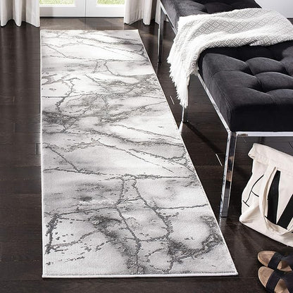 SAFAVIEH Craft Collection Runner Rug - 2'3" x 16', Grey & Silver, Modern Abstract Design, Non-Shedding & Easy Care, Ideal for High Traffic Areas in Living Room, Bedroom (CFT877G)