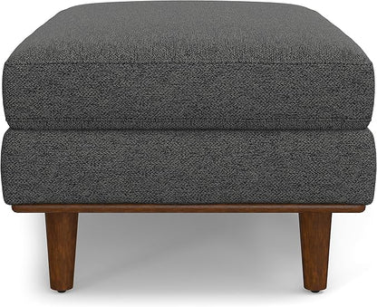 SIMPLIHOME Morrison 49-inch Wide Table Ottoman in Charcoal Grey Woven-Blend Fabric, Multifunctional Footrest, Coffee Table, or Extra Seating for Living Room, Mid-Century Modern Style