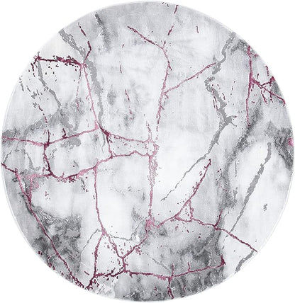 SAFAVIEH Craft Collection 8' Round Grey/Wine CFT877S Modern Abstract Non-Shedding Living Room Dining Bedroom Foyer Area Rug