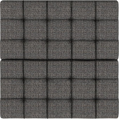 SIMPLIHOME Harrison 30 inch Wide Transitional Square Small Coffee Table Storage Ottoman in Ebony Tweed Polyester, Assembled, for The Living Room and Bedroom