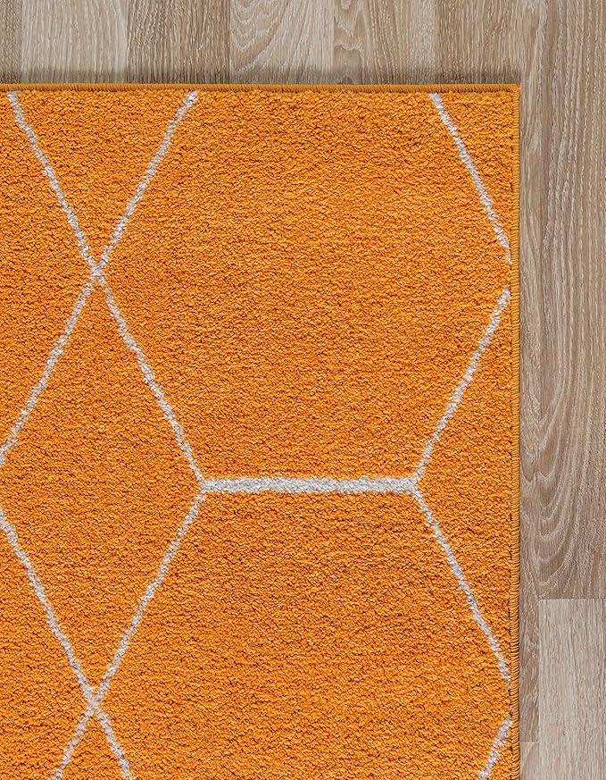 Unique Loom Trellis Frieze Collection Area Rug - Geometric (8' x 11', Orange/ Ivory)