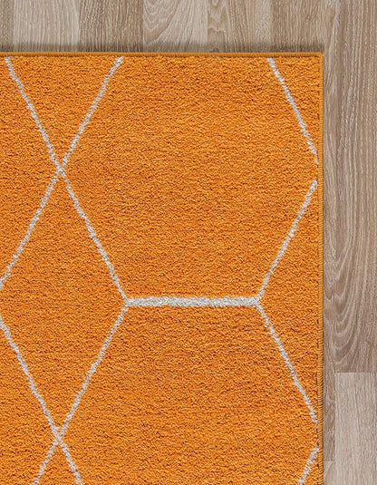 Unique Loom Trellis Frieze Collection Area Rug - Geometric (8' x 11', Orange/ Ivory)