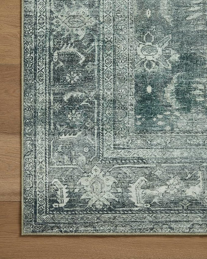 Loloi Magnolia Home by Joanna Gaines Banks Collection BAN-03 Blue/Lagoon 2'-0" x 5'-0" .13" Pile Height, Machine Washable, Accent Rug