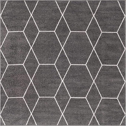 Unique Loom Trellis Frieze Collection Area Rug - Geometric (6' Square, Dark Gray/ Ivory)
