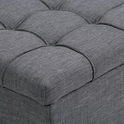 SIMPLIHOME Dover 44 inch Wide Contemporary Rectangle 3 Pc Storage Ottoman in Slate Grey Linen Look Fabric, Assembled, For the Living Room, Entryway and Family Room