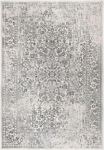 SAFAVIEH Evoke Collection 3' x 5' Ivory/Grey EVK256F Oriental Distressed Non-Shedding Living Room Bedroom Accent Rug