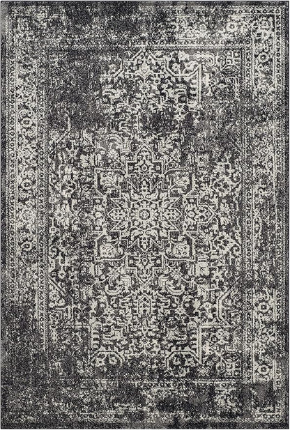 SAFAVIEH Evoke Collection 4' x 6' Black / Grey EVK256R Oriental Distressed Non-Shedding Living Room Bedroom Accent Rug