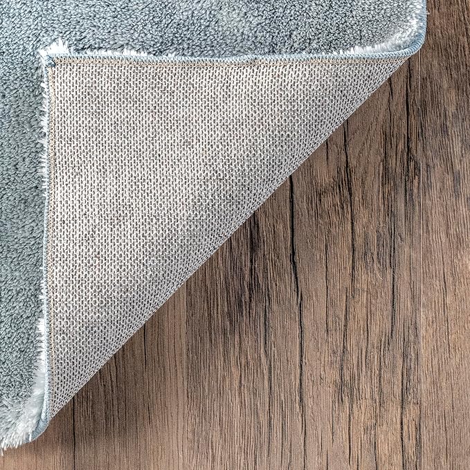 nuLOOM 8' x 10' Cozy Plush SuperiorWash Area Rug, Machine Washable, Non-Slip, Soft Fluffy Shag Carpet for Living Room Bedroom Kids Room Nursery Home Decor, Loni Light Blue