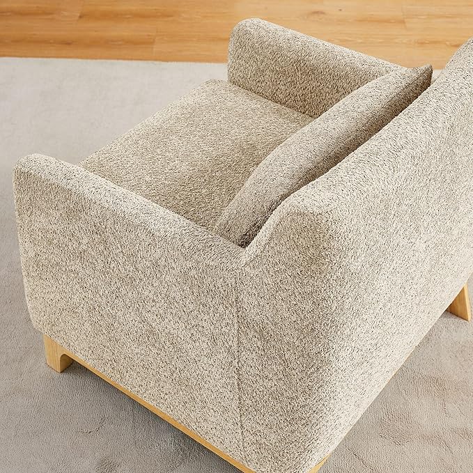 VANOMi Accent Chairs for Living Room, Sherpa Oversize Accent Chair with Thick Cushion 31 Inch Comfy Chair for Bedroom, Apartment, Light Camel