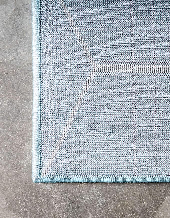 Unique Loom Trellis Frieze Collection Area Rug - Geometric (4' 1" x 6' 1", Light Blue/ Ivory)