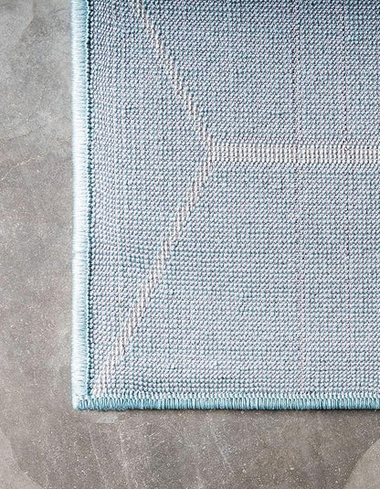 Unique Loom Trellis Frieze Collection Area Rug - Geometric (2' x 8' 8" Runner, Light Blue/ Ivory)