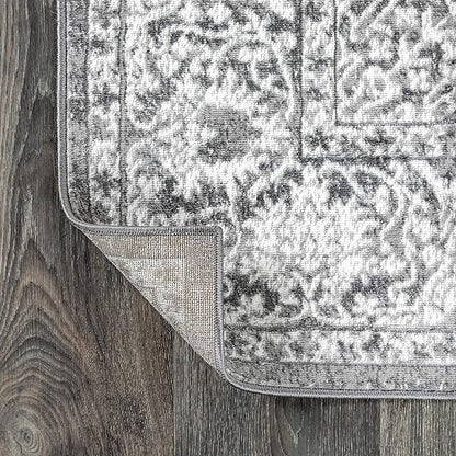 JONATHAN Y Modern Vintage Medallion Light Gray 9' Round Indoor Area Rug, Country, Floral, Easy-Cleaning for Living Room, Bedroom, Kitchen, Pet Friendly, Non-Shedding (MDP100A-9R)