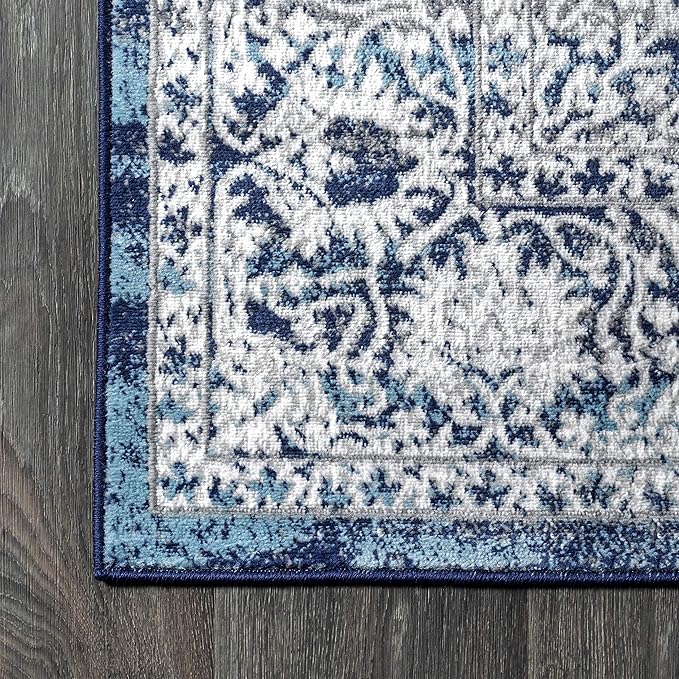 JONATHAN Y Modern Vintage Medallion Navy/Light Gray Indoor Area Rug, 10x13, Country, Floral, Easy-Cleaning for Living Room, Bedroom, Kitchen, Pet Friendly, Non-Shedding (MDP100B-13)