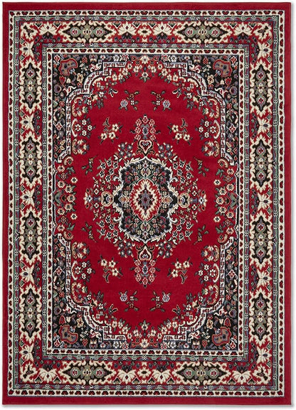 Home Dynamix Premium Sakarya Traditional Medallion Border Area Rug, Claret, 5'2"x7'4" Rectangle