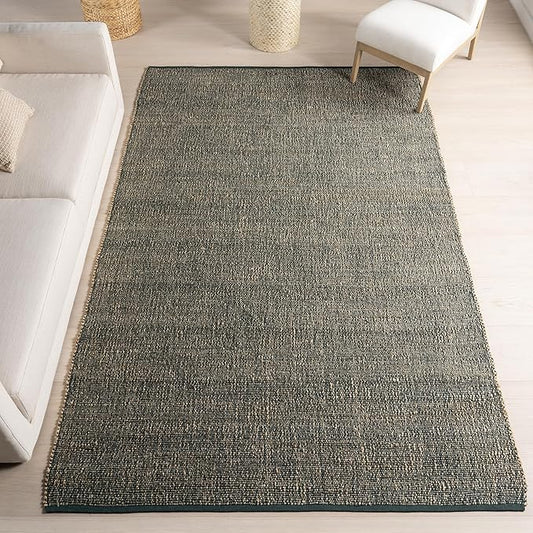 nuLOOM 7'6" x 9'6" Elfriede Jute & Cotton Hand Woven Area Rug, Green, Solid Rustic Farmhouse Style, Weaved Design, Natural Fiber, for Bedroom, Living Room, Dining Room, Hallway, Office, Entryway