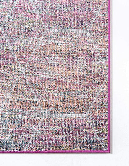Unique Loom Trellis Frieze Collection Area Rug - Geometric (6' Square, Multi/ Ivory)