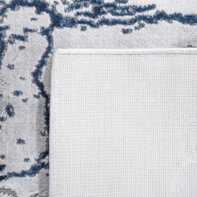 SAFAVIEH Craft Collection Area Rug - 6'7" x 9', Ivory Grey & Blue, Modern Abstract Design, Non-Shedding & Easy Care, Ideal for High Traffic Areas in Living Room, Bedroom (CFT877M)