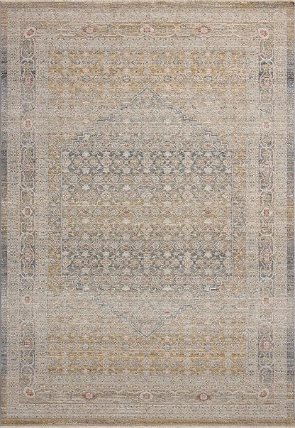 Loloi Chris Loves Julia Ida Collection IDA-02 Stone/Gold 5'-3" x 7'-6", .19" Pile Height, Area Rug