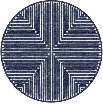 RUGGABLE x Jonathan Adler Machine Washable Modern Area Rug– Inkdrop Lapis Blue 6 ft Round, Stain-Resistant, Non-Slip–Medium Rugs for Living Room, Bedroom, Hallway, Entryway & Office–with Standard Pad