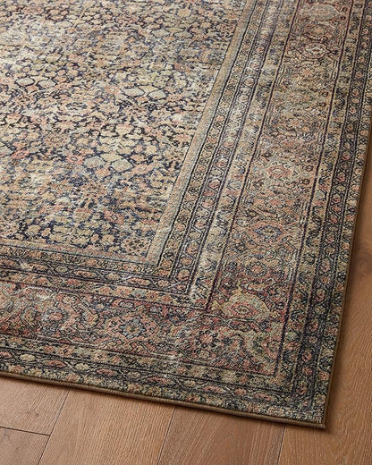 Loloi Amber Lewis Morgan Collection MOG-03 Denim/Multi 2'-0" x 5'-0" 38" Thick Accent Rug feat. CloudPile, Neutral, Room Décor, Vintage Inspired, Livingroom, Bedroom, Dining Area