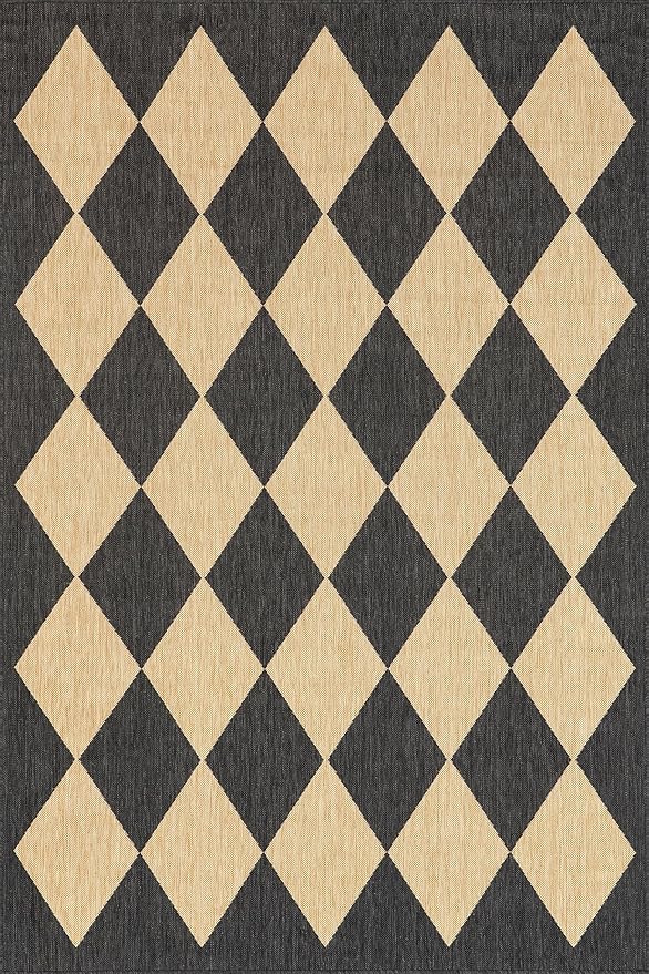 nuLOOM 2' x 10' Outdoor Performance Area Rug, Stain Resistant, Weather Resistant, High Traffic, Patio, Balcony, Outside, Sabina Dark Grey