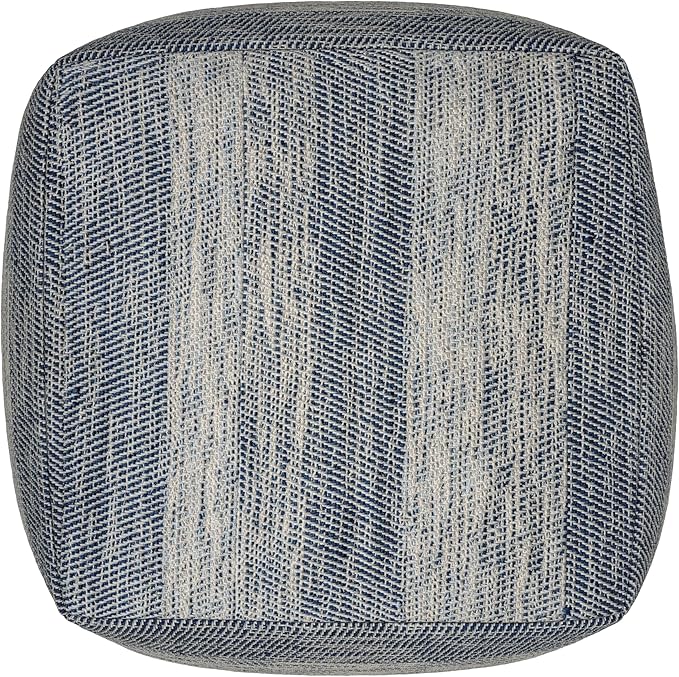 SIMPLIHOME Clay Boho Square Pouf in Patterened Teal Melange Cotton for the Living Room, Bedroom and Kids Room