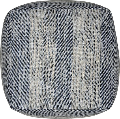 SIMPLIHOME Clay Boho Square Pouf in Patterened Teal Melange Cotton for the Living Room, Bedroom and Kids Room